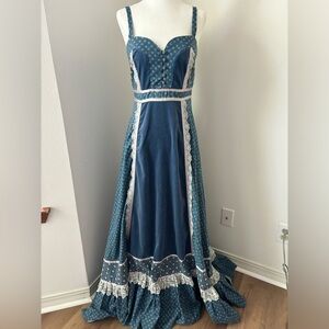 Gunne Sax Size 9 Blue maxi Sundress